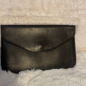 Vintage EUC Black Leather Michael Green Clutch